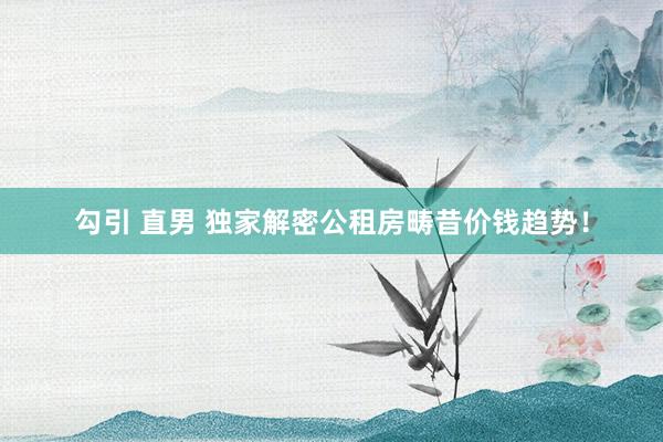 勾引 直男 独家解密公租房畴昔价钱趋势!
