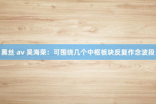 黑丝 av 吴海荣：可围绕几个中枢板块反复作念波段