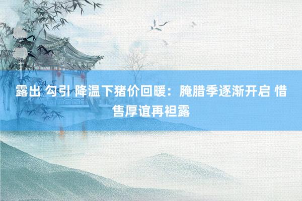 露出 勾引 降温下猪价回暖：腌腊季逐渐开启 惜售厚谊再袒露