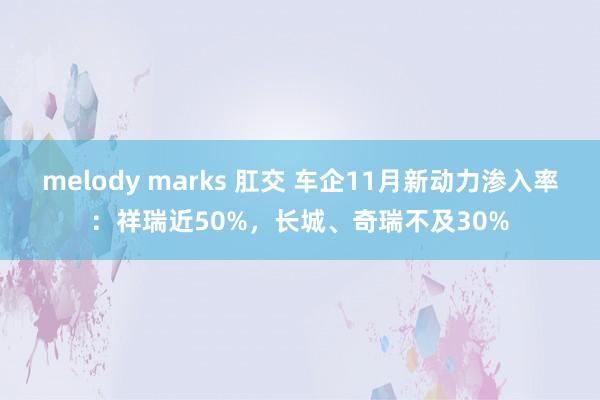 melody marks 肛交 车企11月新动力渗入率：祥瑞近50%，长城、奇瑞不及30%