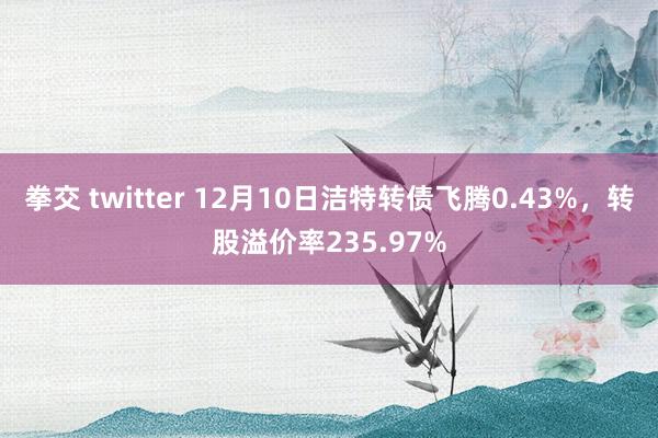 拳交 twitter 12月10日洁特转债飞腾0.43%，转股溢价率235.97%