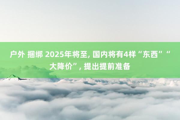 户外 捆绑 2025年将至， 国内将有4样“东西”“大降价”， 提出提前准备
