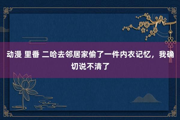 动漫 里番 二哈去邻居家偷了一件内衣记忆，我确切说不清了