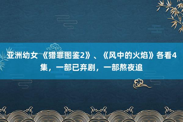 亚洲幼女 《猎罪图鉴2》、《风中的火焰》各看4集，一部已弃剧，一部熬夜追