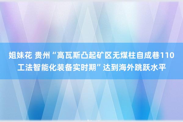 姐妹花 贵州“高瓦斯凸起矿区无煤柱自成巷110工法智能化装备实时期”达到海外跳跃水平