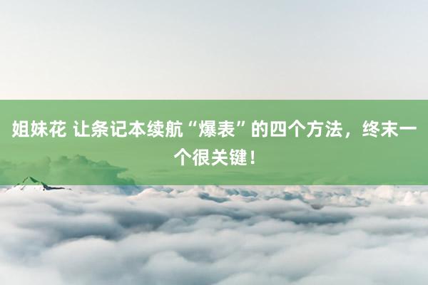 姐妹花 让条记本续航“爆表”的四个方法，终末一个很关键！