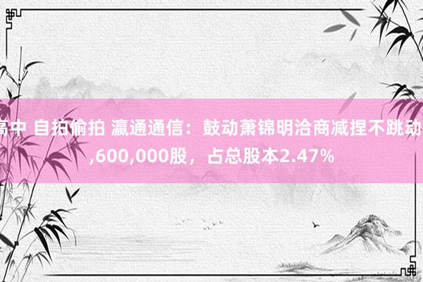 高中 自拍偷拍 瀛通通信：鼓动萧锦明洽商减捏不跳动4，600，000股，占总股本2.47%