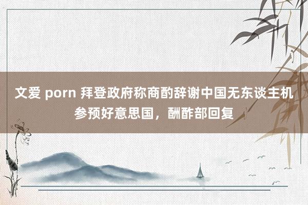 文爱 porn 拜登政府称商酌辞谢中国无东谈主机参预好意思国，酬酢部回复