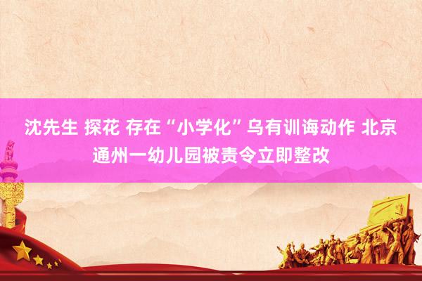 沈先生 探花 存在“小学化”乌有训诲动作 北京通州一幼儿园被责令立即整改