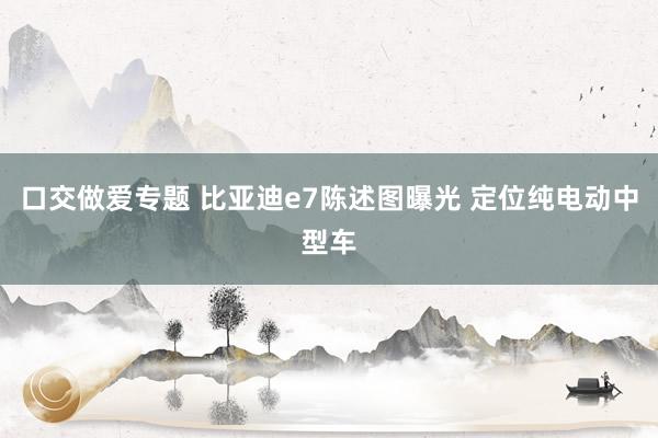 口交做爱专题 比亚迪e7陈述图曝光 定位纯电动中型车