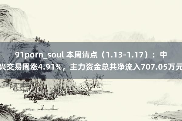 91porn_soul 本周清点（1.13-1.17）：中兴交易周涨4.91%，主力资金总共净流入707.05万元