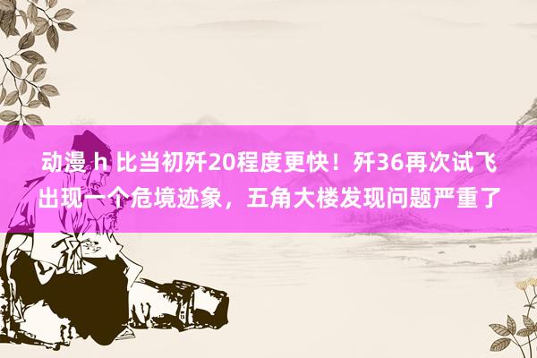 动漫 h 比当初歼20程度更快！歼36再次试飞出现一个危境迹象，五角大楼发现问题严重了