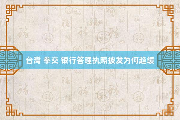 台灣 拳交 银行答理执照披发为何趋缓