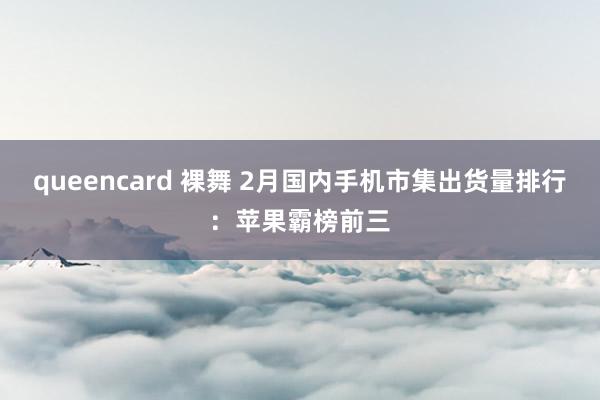 queencard 裸舞 2月国内手机市集出货量排行：苹果霸榜前三