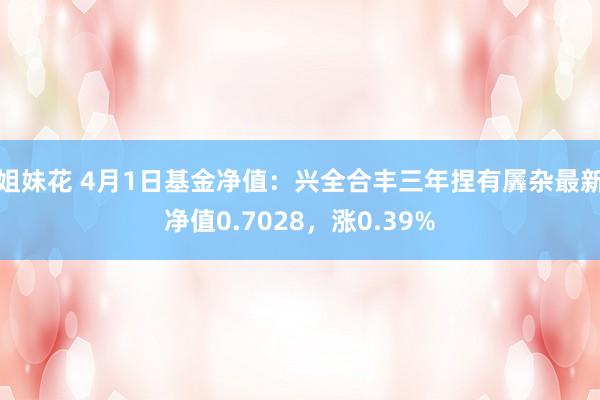 姐妹花 4月1日基金净值：兴全合丰三年捏有羼杂最新净值0.7028，涨0.39%