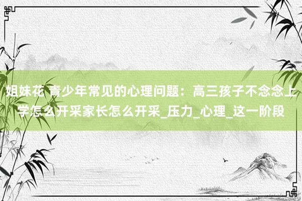 姐妹花 青少年常见的心理问题：高三孩子不念念上学怎么开采家长怎么开采_压力_心理_这一阶段