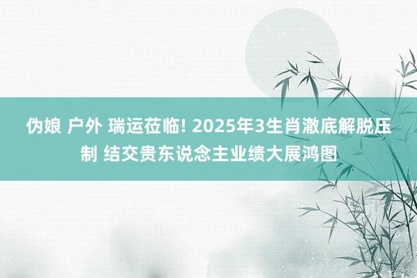 伪娘 户外 瑞运莅临! 2025年3生肖澈底解脱压制 结交贵东说念主业绩大展鸿图