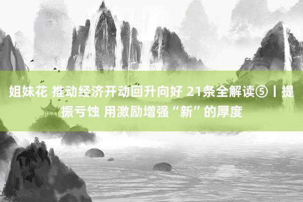 姐妹花 推动经济开动回升向好 21条全解读⑤丨提振亏蚀 用激励增强“新”的厚度