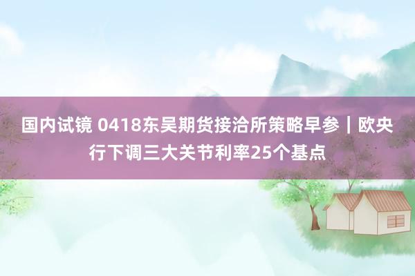 国内试镜 0418东吴期货接洽所策略早参｜欧央行下调三大关节利率25个基点