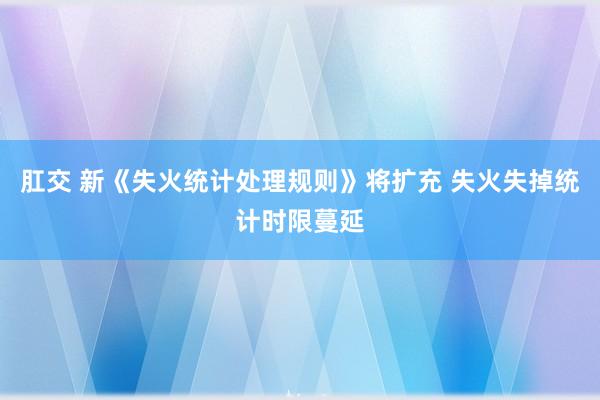肛交 新《失火统计处理规则》将扩充 失火失掉统计时限蔓延