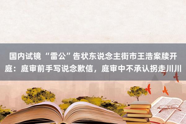 国内试镜 “雷公”告状东说念主街市王浩案牍开庭：庭审前手写说念歉信，庭审中不承认拐走川川